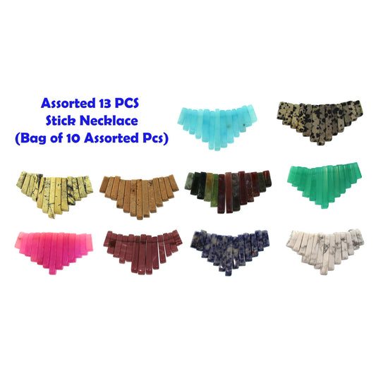 Graduated Assorted Stones Plain 13 Pcs Collar Beads