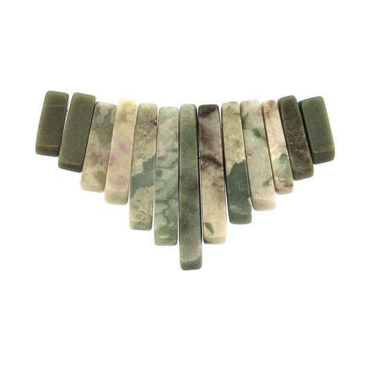 Graduated Peace Jasper Natural Plain 13 Pcs Collar Beads