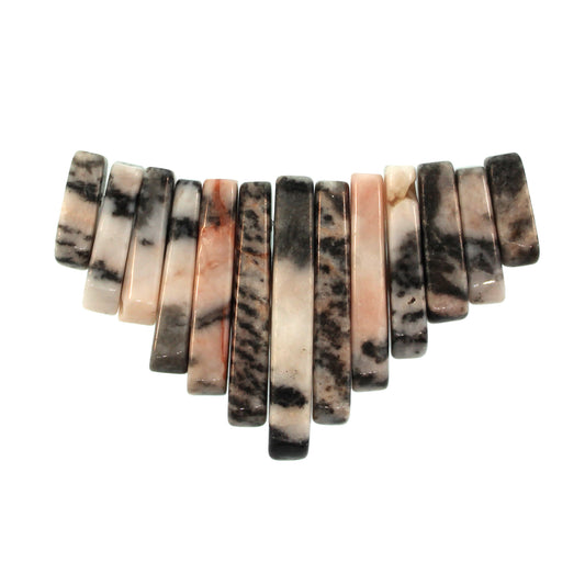 Graduated Pink Zebra Jasper Natural Plain 13 Pcs Collar Beads