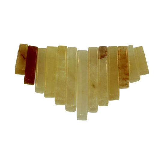 Graduated Yellow Serpentine Natural Plain 13 Pcs Collar Beads