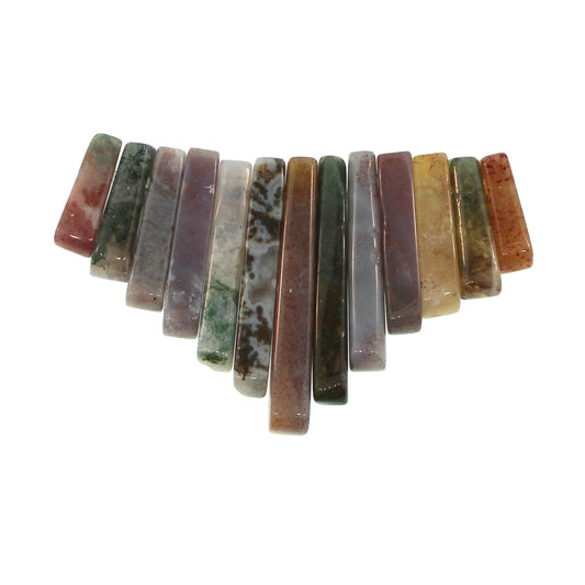 Graduated Fancy Jasper Natural Plain 13 Pcs Collar Beads