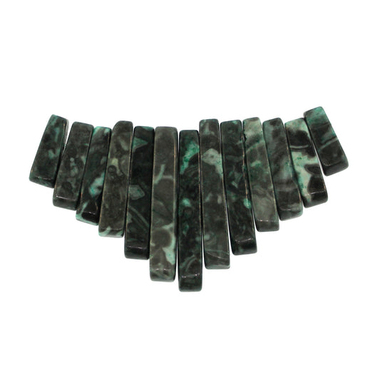 Graduated Malachite Jasper Dyed Plain 13 Pcs Collar Beads