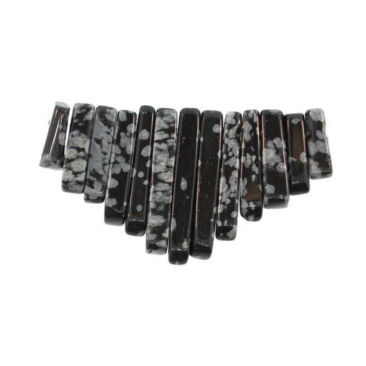 Graduated Snowflake Obsidian Natural Plain 13 Pcs Collar Beads