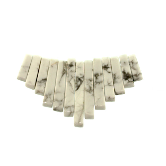 Graduated White Howlite Natural Plain 13 Pcs Collar Beads