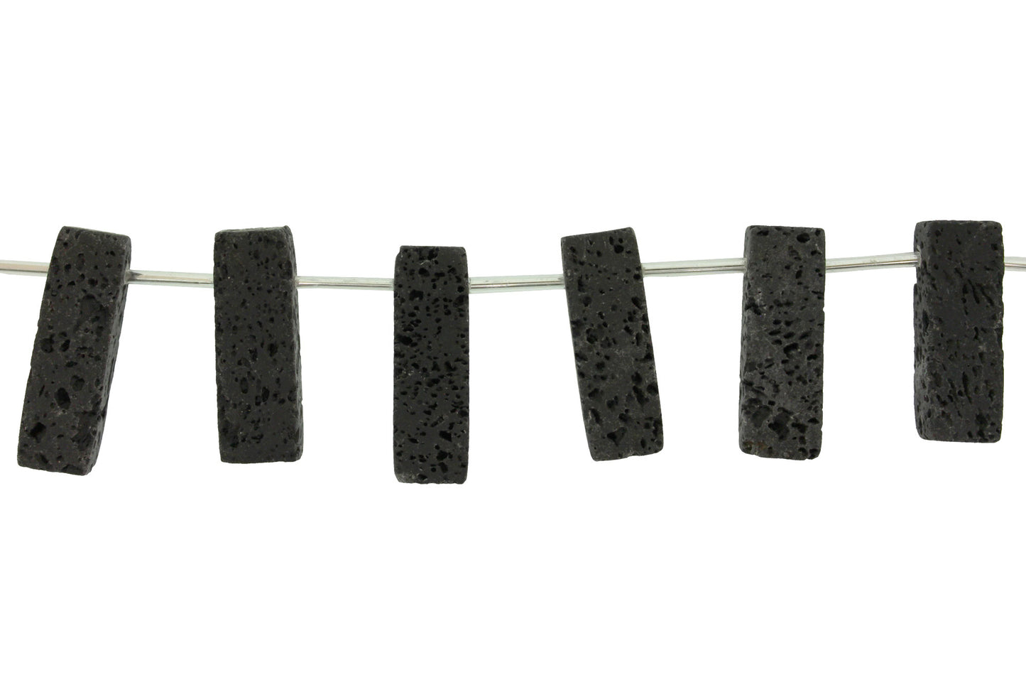 15.5 inch - 16 inch 10X28mm Lava Plain Rectangle Side Drilled Beads