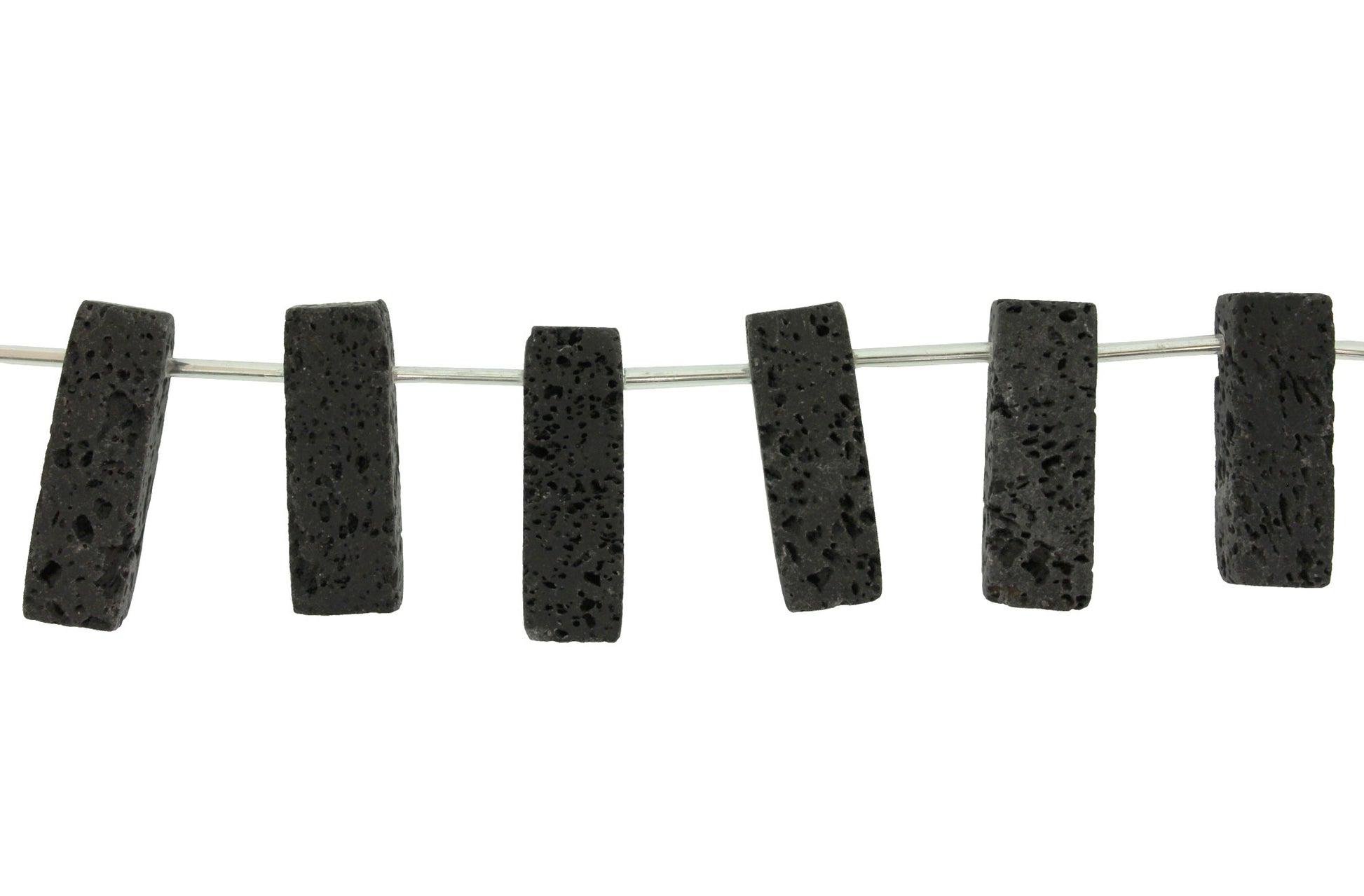 15.5 inch - 16 inch 10X28mm Lava Plain Rectangle Side Drilled Beads