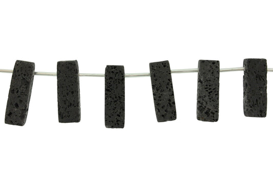 15.5 inch - 16 inch 10X28mm Lava Plain Rectangle Side Drilled Beads