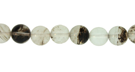15.5 inch - 16 inch 8mm Black Rutile Quartz Glass Plain Round Beads
