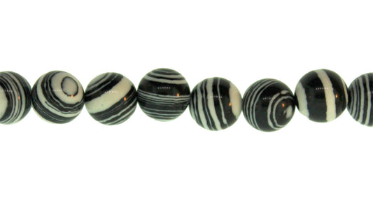15.5 inch - 16 inch 4mm Black/ White Calsilica Synthetic Plain Round Beads