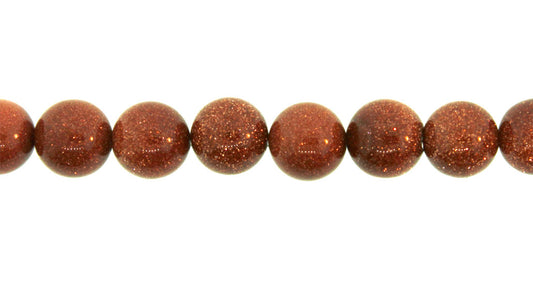 15.5 inch - 16 inch 8mm Brown Goldstone Man Made Glass Plain Round Beads