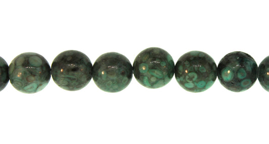 15.5 inch - 16 inch 6mm Ocean Fossil Jasper (Blue) Dyed Plain Round Beads
