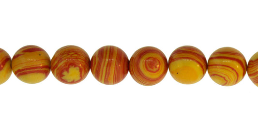 15.5 inch - 16 inch 6mm Orange Calsilica Synthetic Plain Round Beads