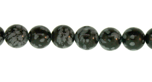 15.5 inch - 16 inch 6mm Snowflake Obsidian Plain Round Beads