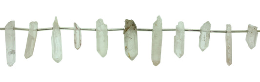 15.5 inch - 16 inch Natural Quartz Rough Side Drilled Points Beads