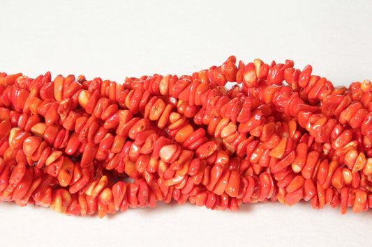 36 inch Dyed Sea Bamboo Coral Plain Chip Beads