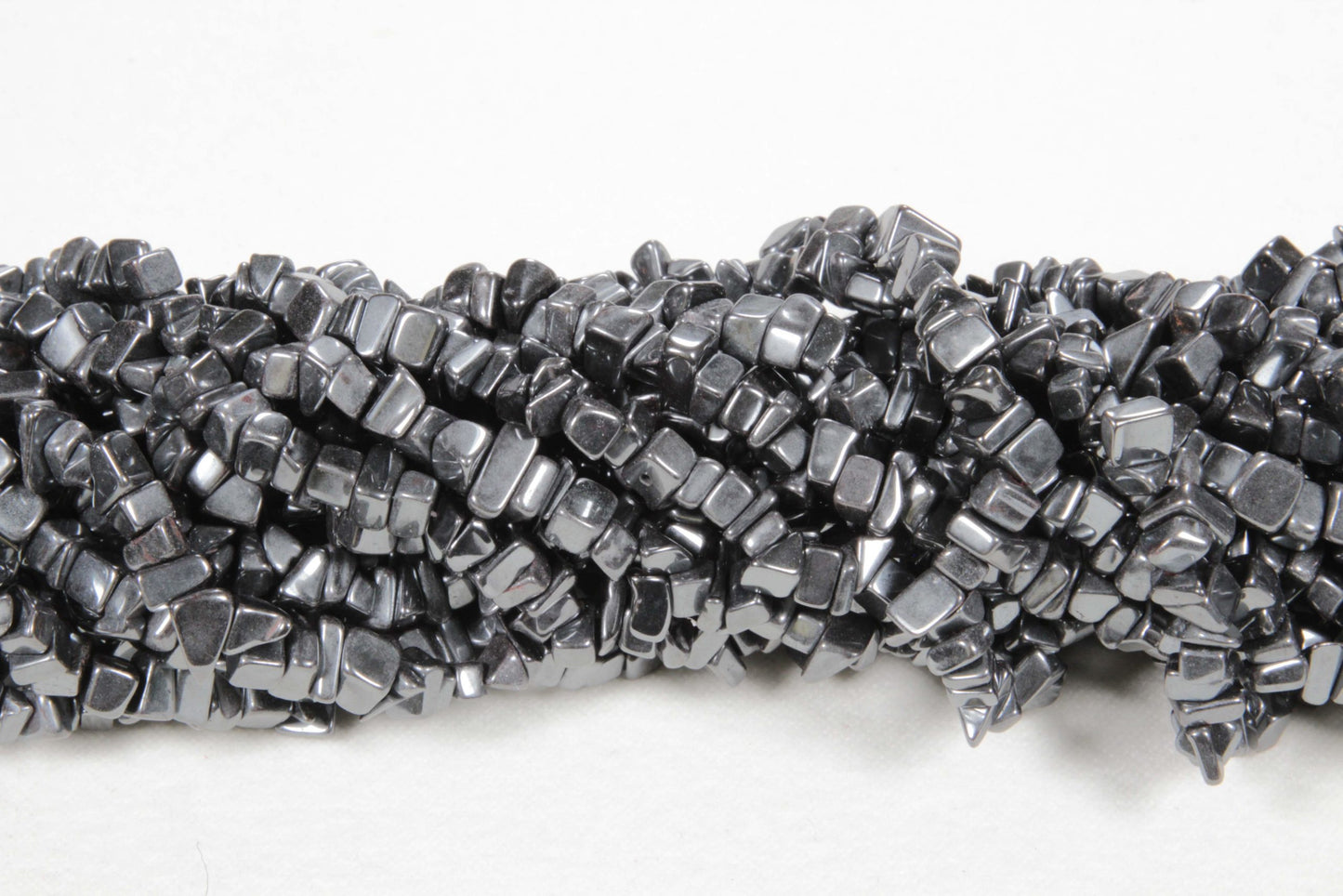 36 inch Hematite Plain Chip Beads