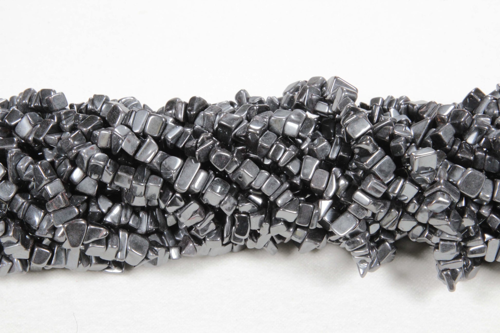 36 inch Hematite Plain Chip Beads