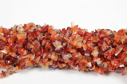 36 inch Carnelian Agate Plain Chip Beads