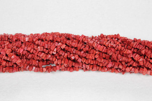 36 inch Dyed Red Sea Bamboo Coral Small Plain Chip Beads