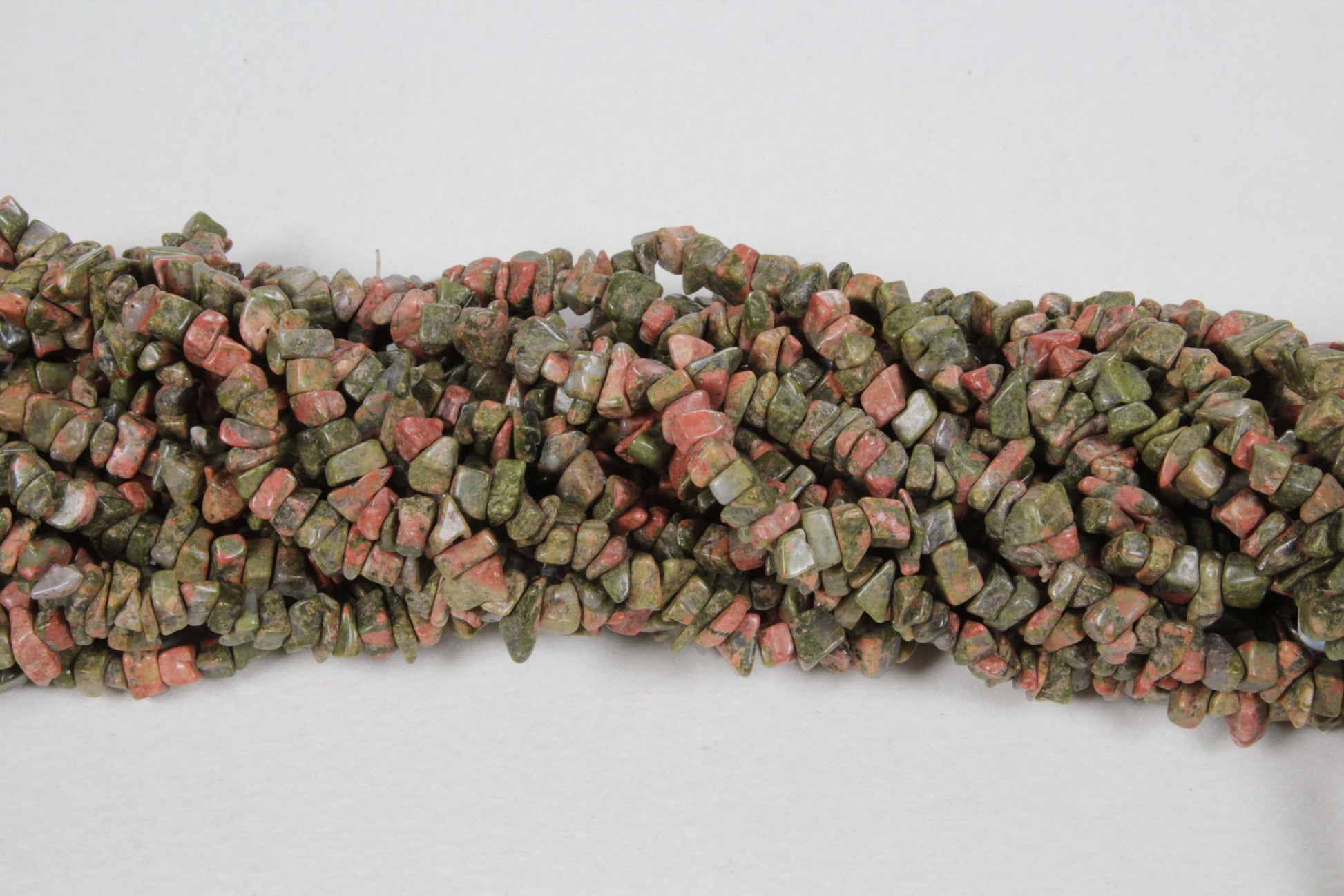 36 inch Unakite Plain Chip Beads