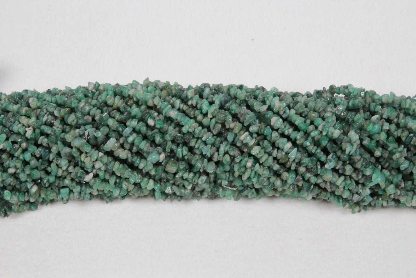 36 inch Natural Emerald Small Plain Chip Beads