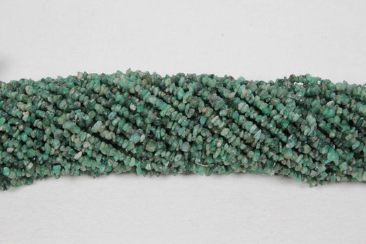 36 inch Natural Emerald Small Plain Chip Beads