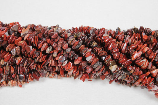 36 inch Poppy Jasper Plain Chip Beads