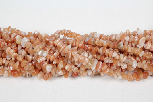 36 inch Red Aventurine Plain Chip Beads