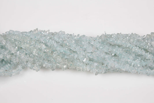 36 inch Aqua. Glass Plain Chip Beads