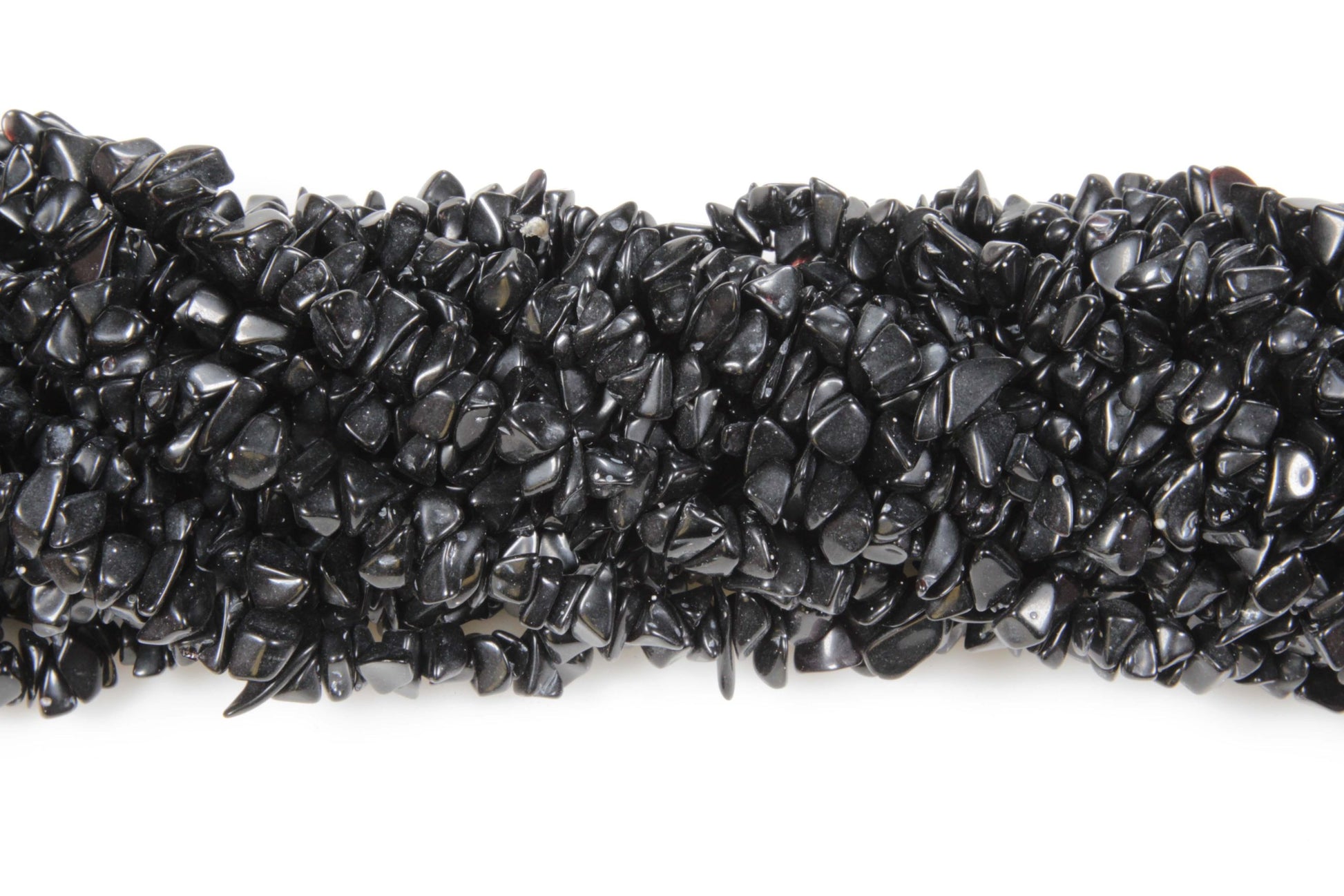 36 inch Black Stone Plain Chip Beads