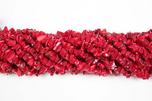 36 inch Dyed Sea Bamboo Coral Plain Chip Beads
