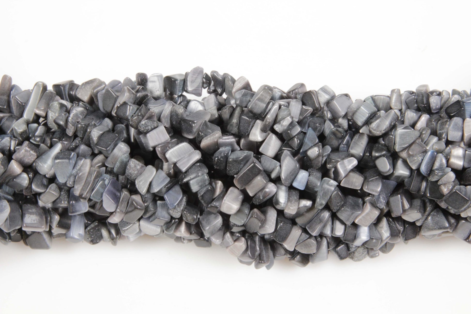 36 inch Black Fiber Optic Synthetic Plain Chip Beads