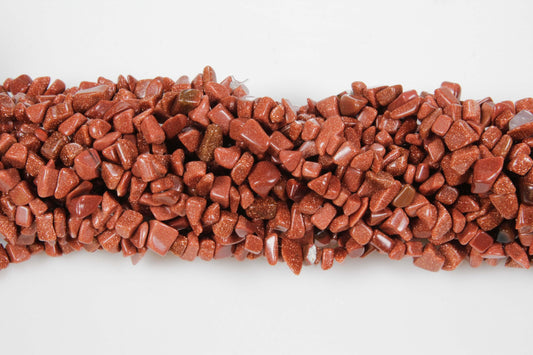 36 inch Brown Goldstone Man Made Plain Chip Beads