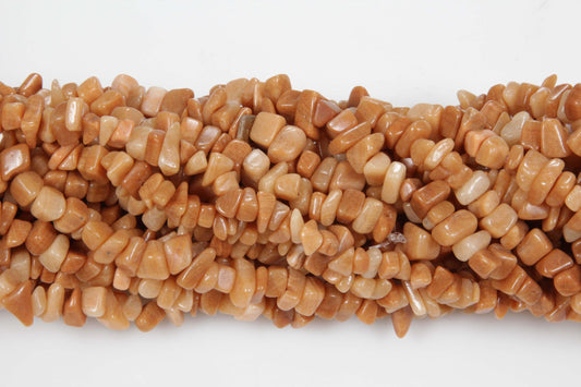 36 inch Peach Coffee Stone Plain Chip Beads