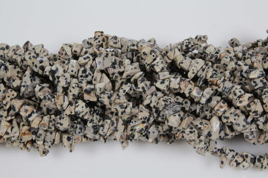 36 inch Dalmatian Jasper Plain Chip Beads