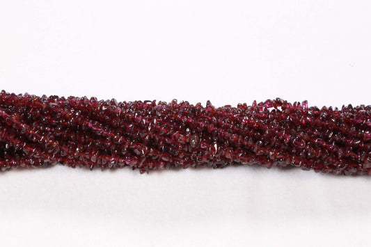 36 inch Garnet Plain Chip Beads