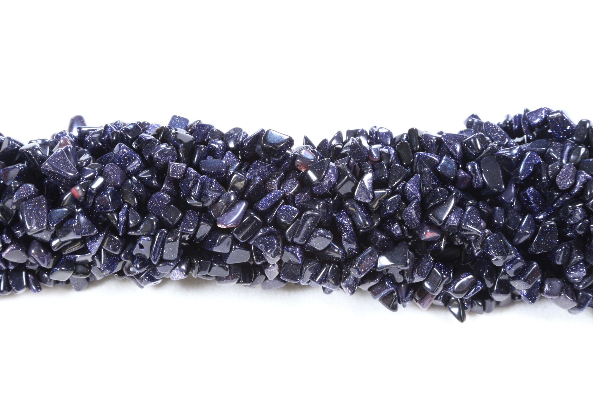 36 inch Blue Goldstone Man Made Plain Chip Beads