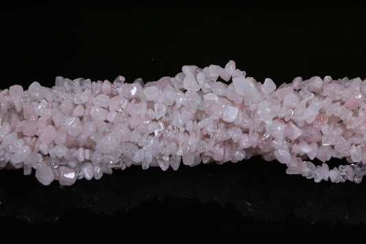 36 inch Rose Quartz Plain Chip Beads