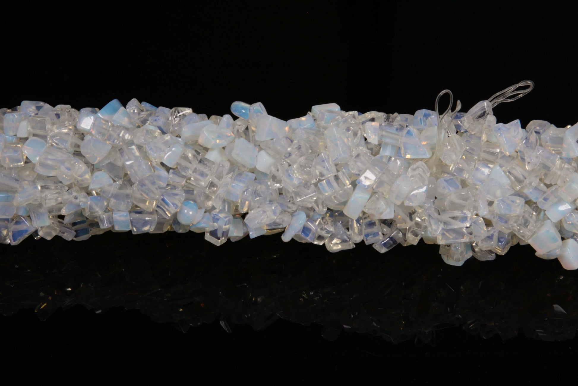 36 inch Opalite Glass Plain Chip Beads