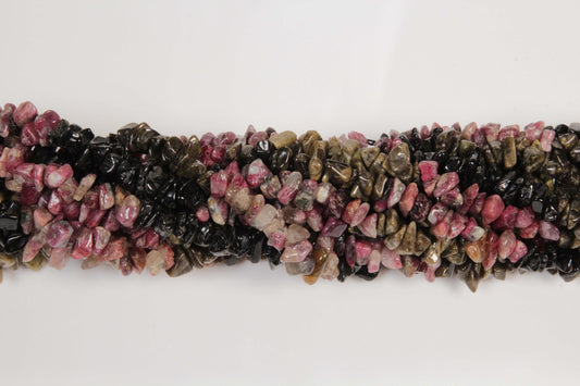 36 inch Multicolor Tourmaline Plain Chip Beads