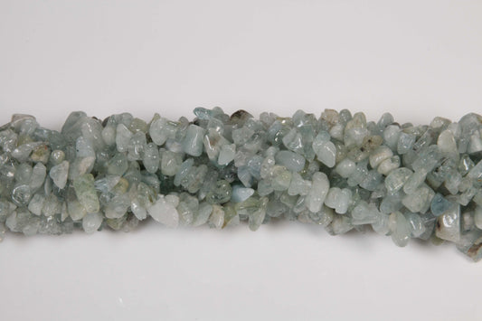 36 inch Aquamarine Plain Chip Beads