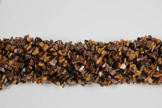 36 inch Tiger Eye Plain Chip Beads