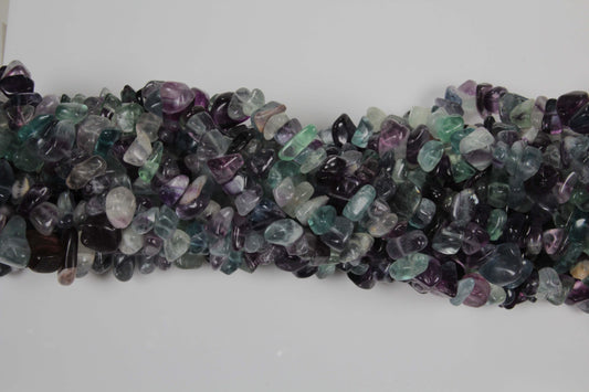 36 inch Flourite Plain Chip Beads