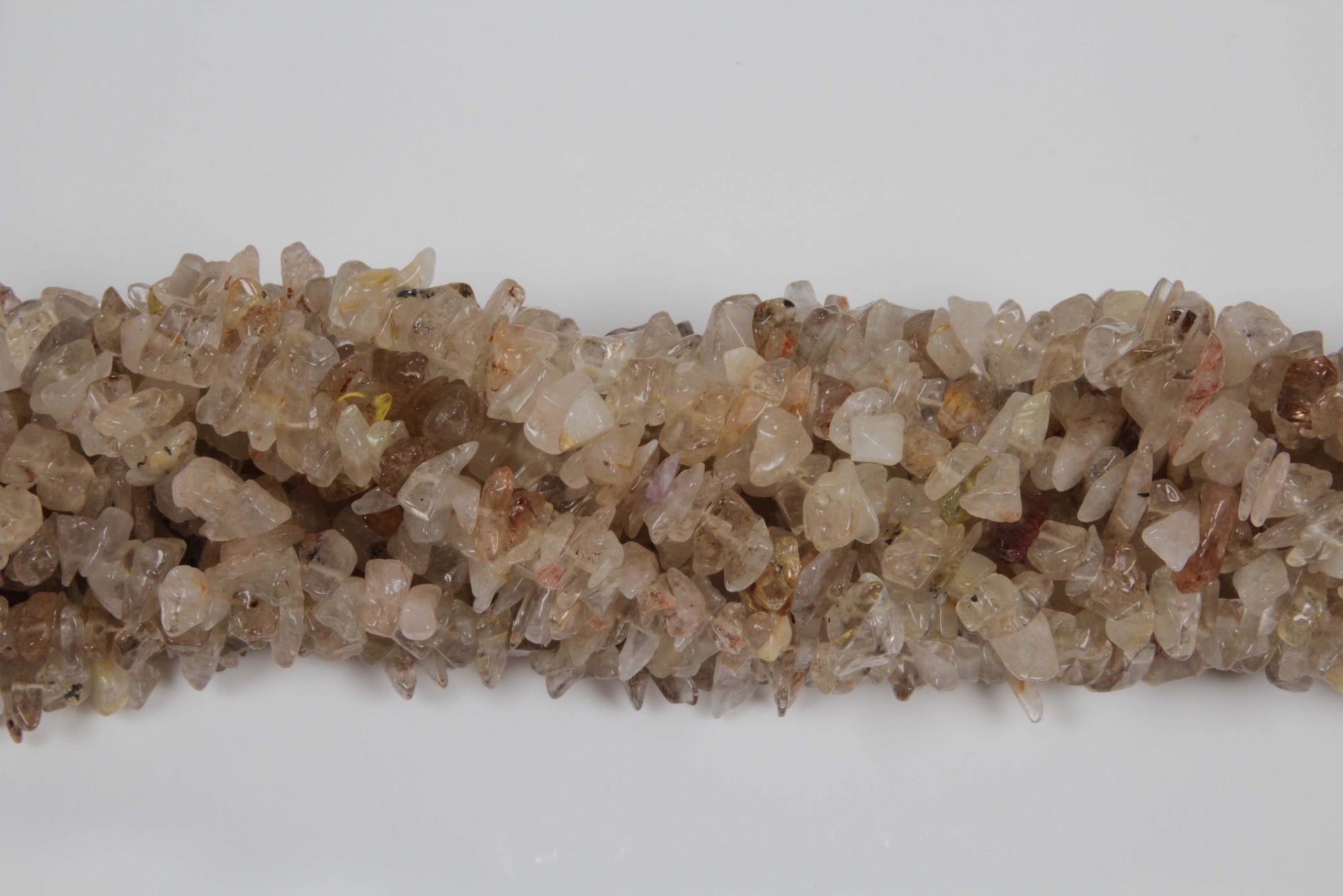 36 inch Rutilated Quartz Glass Plain Chip Beads