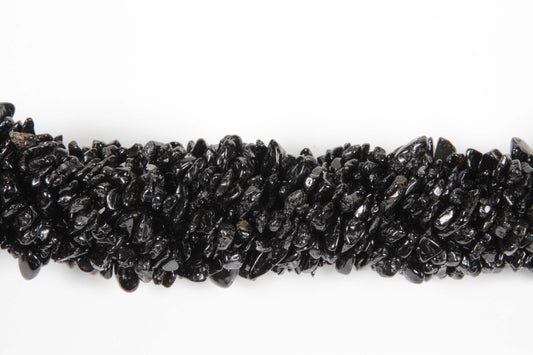 36 inch Black Tourmaline Plain Chip Beads