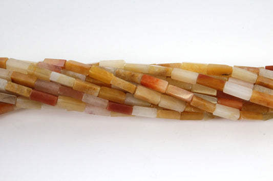 16 inch 4X13mm Yellow Serpentine Plain Square Tube Beads