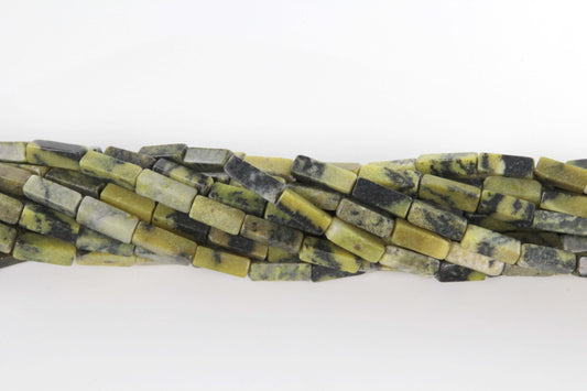 16 inch 4X13mm Dyed Yellow Turtle Jasper Plain Square Tube Beads
