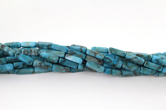 16 inch 4X13mm Turquoise Stone Plain Square Tube Beads