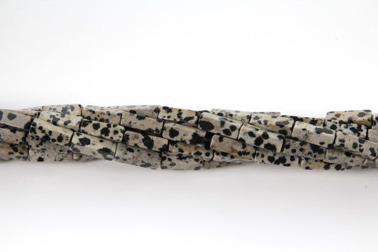 16 inch 4X13mm Dalmatian Jasper Plain Square Tube Beads