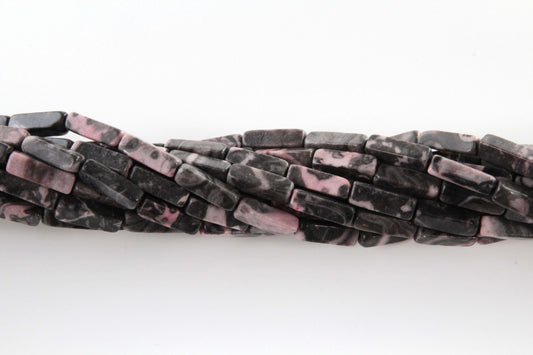 16 inch 4X13mm Pink Crazy Lace Jasper Plain Square Tube Beads